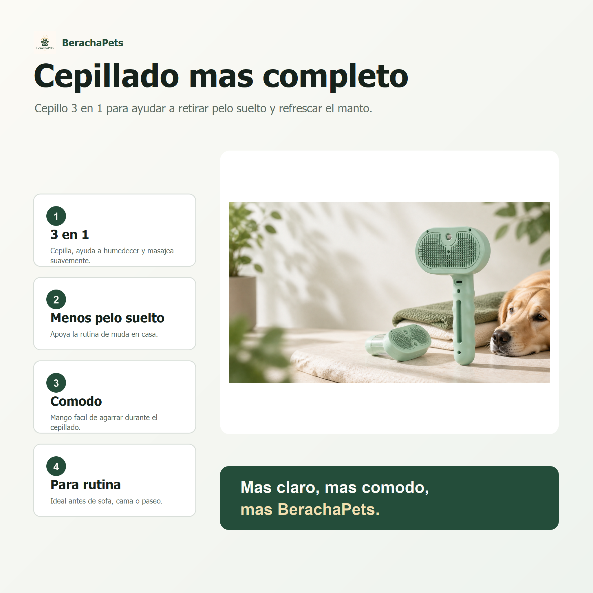 Cepillo de Vapor 3 en 1 BerachaPets - infografia 1