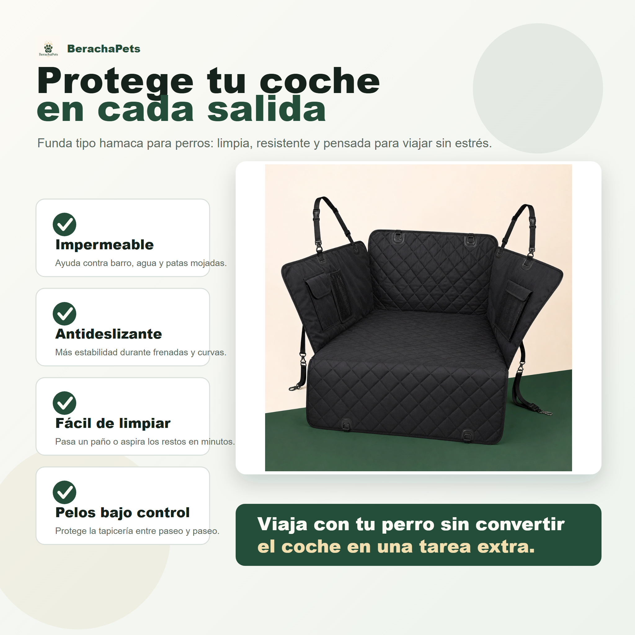 Funda impermeable para coche BerachaPets - infografia 1