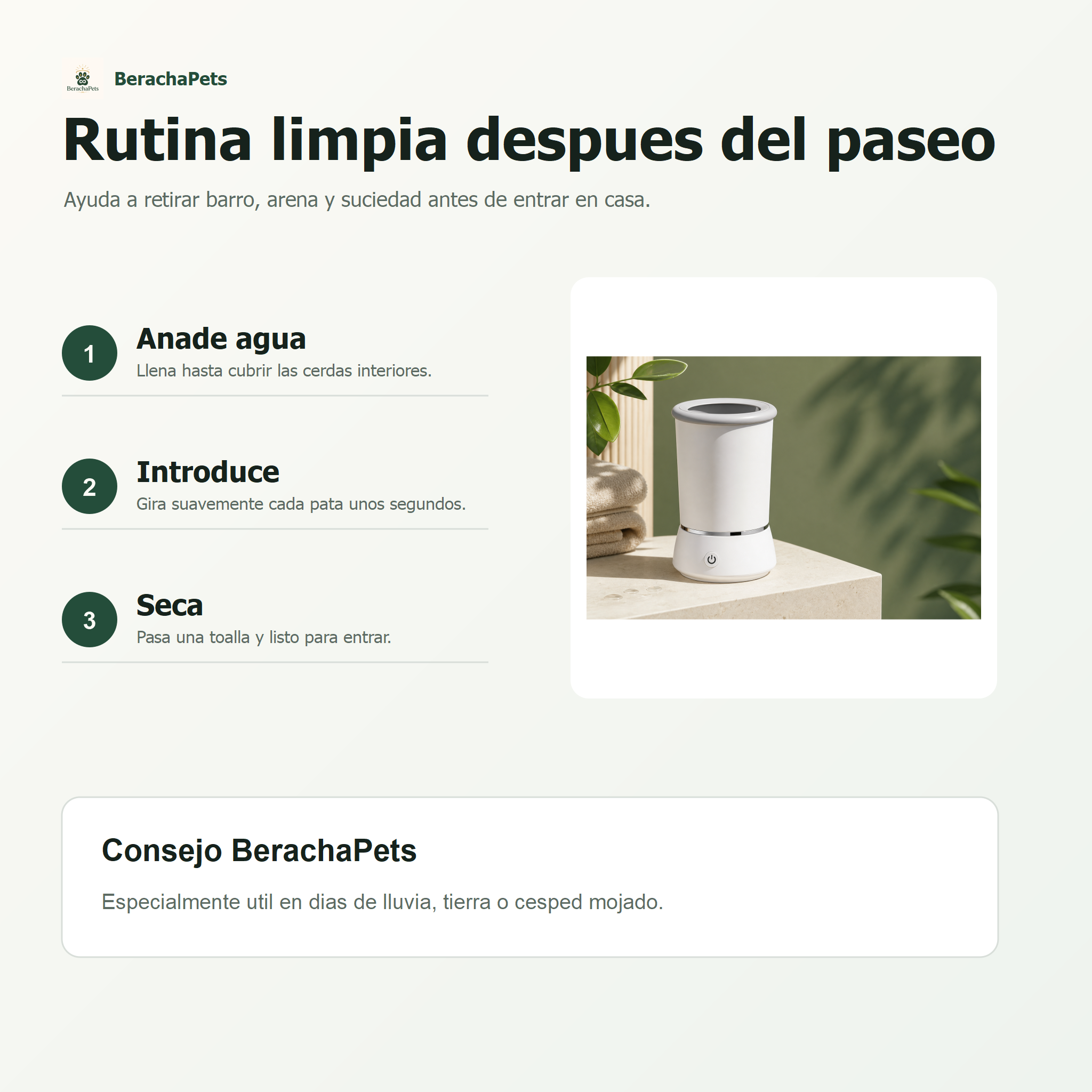 Limpiador automático de patas BerachaPets - infografia 2