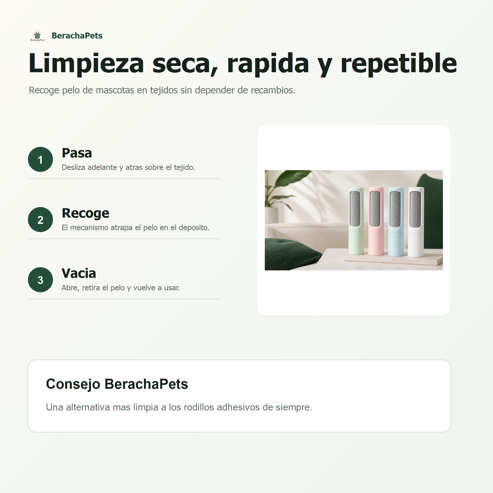 Quitapelos reutilizable BerachaPets - infografia 2